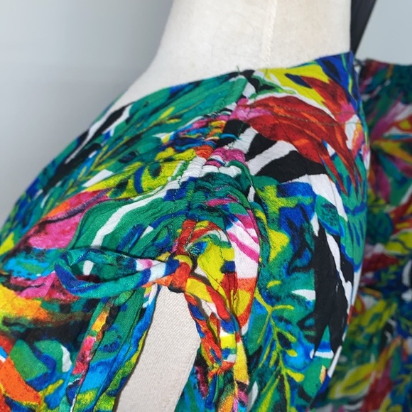 LAUREN RALPH LAUREN TROPICAL SWIM SUIT COVER WITH ADJ. SLEEVES&SIDE SPLITS - Picture 9 of 13